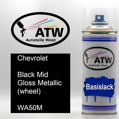 Chevrolet, Black Mid Gloss Metallic (wheel), WA50M: 400ml Sprühdose, von ATW Autoteile West.